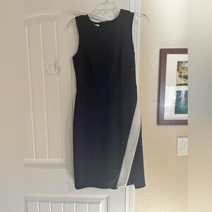 Elegant Navy Dress with White Racing Stripe!